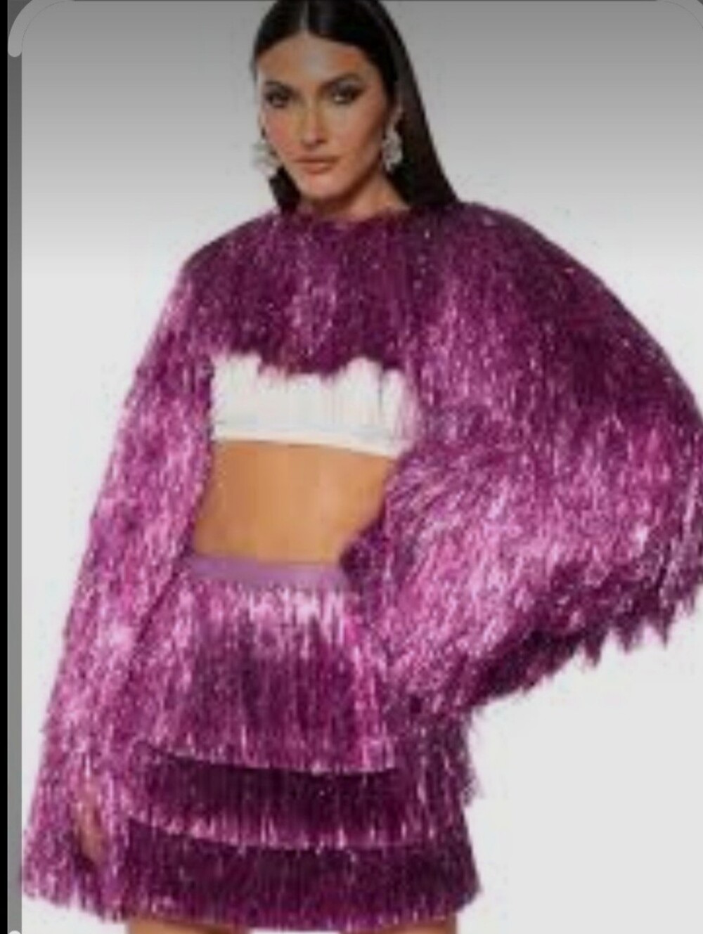 AKIRA Metallic Purple Fringe SKIRT